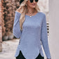 Buttoned Hem Detail Ribbed Top