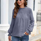 Smocked Mock Neck Swiss Dot Top