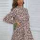 Women's Printed Frill Neck Long Sleeve Dress