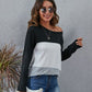 Color Block Round Neck Long Sleeve T-Shirt