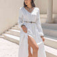 Amelia Tie Neck Long Sleeve Midi Tiered Dress