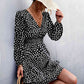 Printed Ruffle Trim Smocked Mini Dress