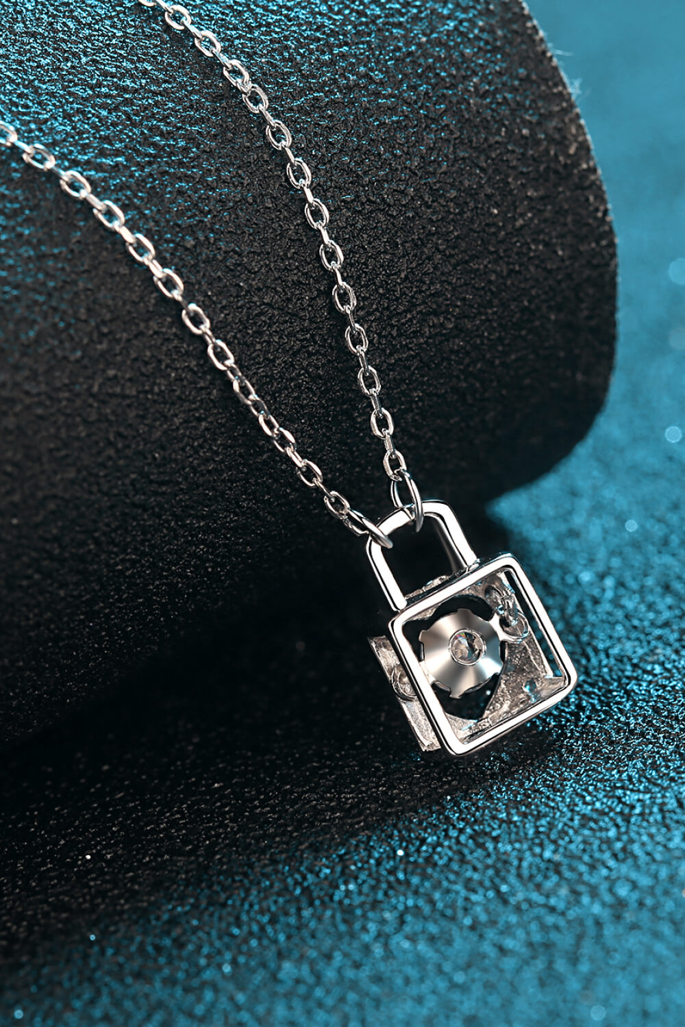 Moissanite Lock Pendant Necklace