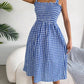 Frill Plaid Square Neck Midi Dress