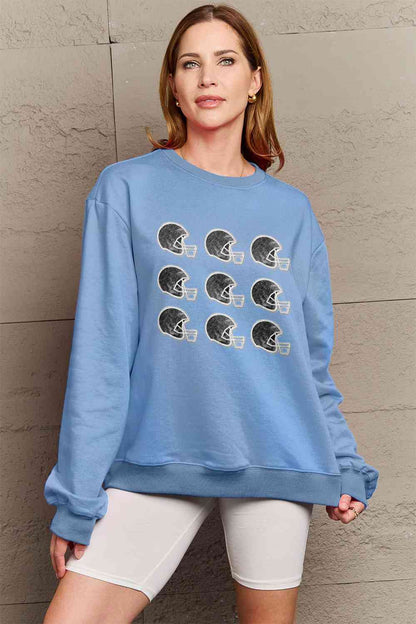 Simply Love Full Size Football Graphic Round Neck Sweatshirt