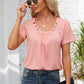 Decorative Button Scoop Neck T-Shirt
