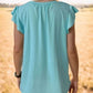 Ruffled Notched Cap Sleeve Tank