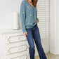 HEYSON Full Size Floral Embroidered Cable Teal Cardigan