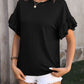Ruffled Round Neck Short Sleeve Blouse