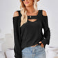 Cutout Square Neck Cold Shoulder T-Shirt