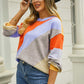 ZELDAlea Color Block Round Neck Long Sleeve Sweater