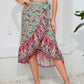Full Size Tie Waistband Flounce Hem Midi Skirt