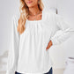 Square Neck Ruched Long Sleeve Blouse