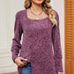 Decorative Button Square Neck T-Shirt