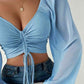 Drawstring Sweetheart Neck Cropped Top