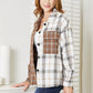 Double Take Full Size Plaid Contrast Button Up Shirt Jacket