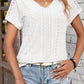 Eyelet V-Neck Short Sleeve T-Shirt