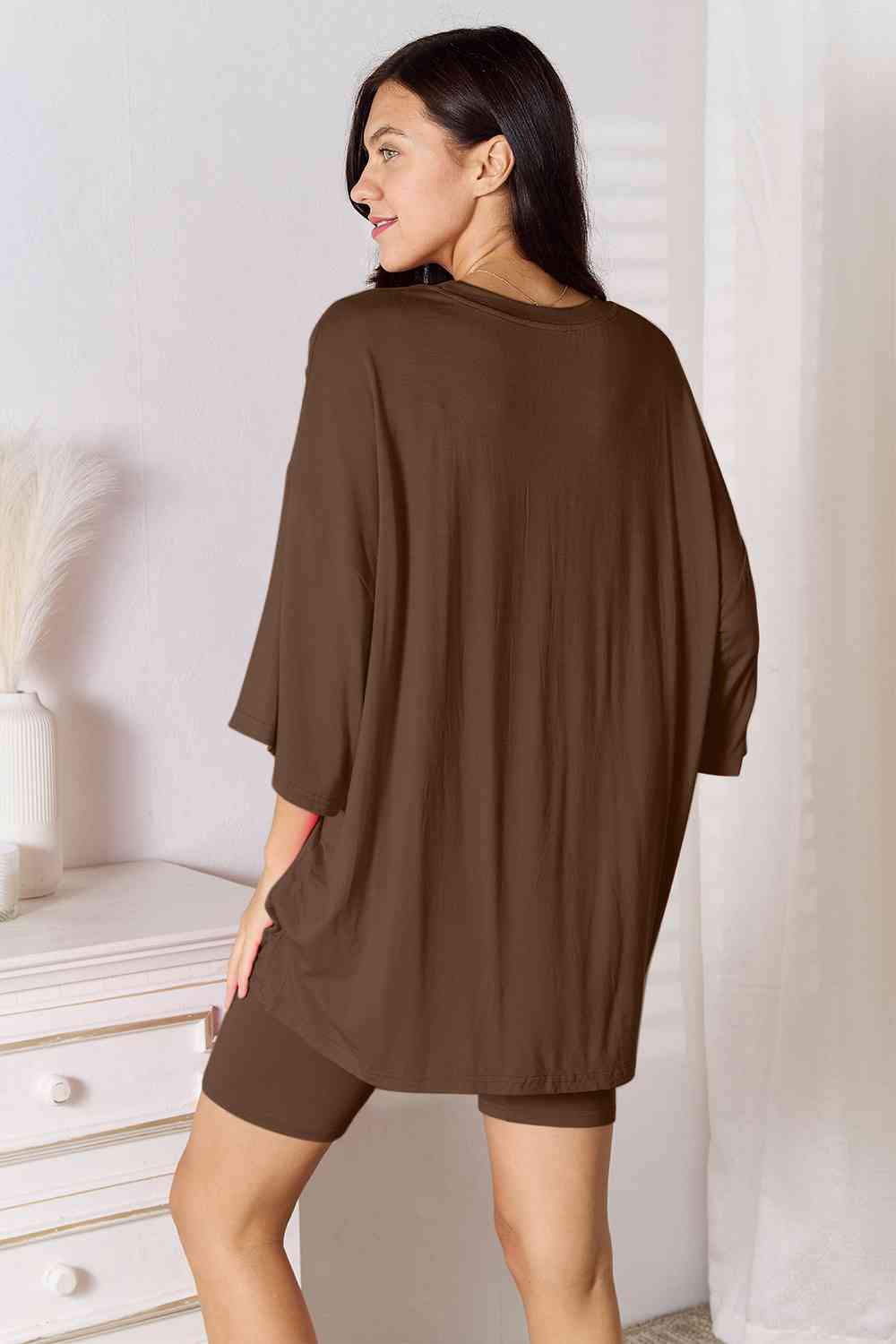 Basic Bae Full Size Soft Rayon Three-Quarter Sleeve Top and Shorts Set *