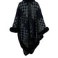 Savannah Jay One Size Checkered Faux Fur Trim Poncho