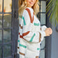 Striped Open Front Dropped Shoulder Cardigan