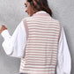 Striped Button Up V-Neck Sweater Vest