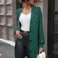 Pearl Detail Cable-Knit Button Up Cardigan