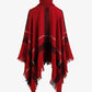 Plaid Turtleneck Raw Hem Poncho