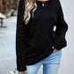 Cable-Knit Round Neck Drop Shoulder Sweater