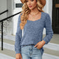 Full Size Tosha Ribbed Square Neck Long Sleeve T-Shirt