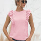 Malibu Dreams Round Neck Tied Open Back Flutter Sleeve Top