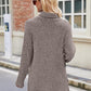 Laken Jay Ribbed Turtleneck Long Sleeve Slit Knit Top