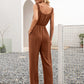 Round Neck Sleeveless Jumpsuit with Pockets