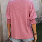 Heathered Notched Lantern Sleeve Blouse