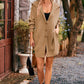 Collared Neck Button-Up Cardigan with Pockets