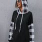 Plaid Drawstring Dropped Shoulder Hoodie