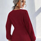 Notched Dropped Shoulder Knit Top