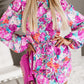Carnation Pink Floral Print Round Neck Long Sleeve Dress