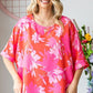 First Love Slit Printed Round Neck Half Sleeve Blouse
