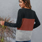 Color Block Round Neck Long Sleeve T-Shirt