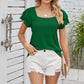 Full Size Square Neck Flutter Sleeve Top