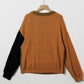 Contrast Round Neck Dropped Shoulder Sweater