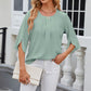 Round Neck Slit Half Sleeve Top