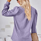 Ruched Notched Long Sleeve T-Shirt