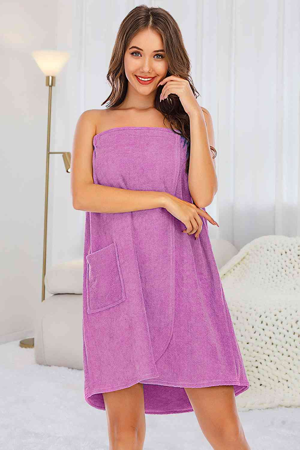 Full Size Strapless Robe with pocket