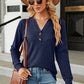 Full Size V-Neck Long Sleeve Blouse