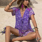 Tied Printed Short Sleeve Romper