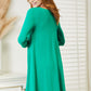 Zenana Full Size Teal Long Sleeve Flare Dress with Pockets