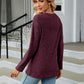Full Size Round Neck Ribbed Button Detail Blouse