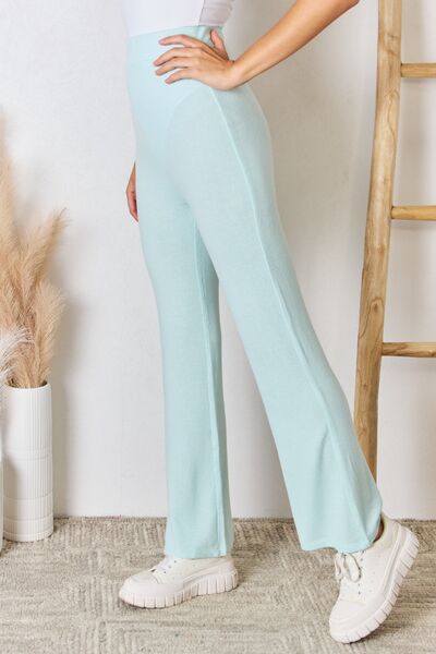RISEN Full Size High Waist Ultra Soft Knit Flare Pants *