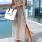 Openwork Slit Cutout Wide Strap Dress